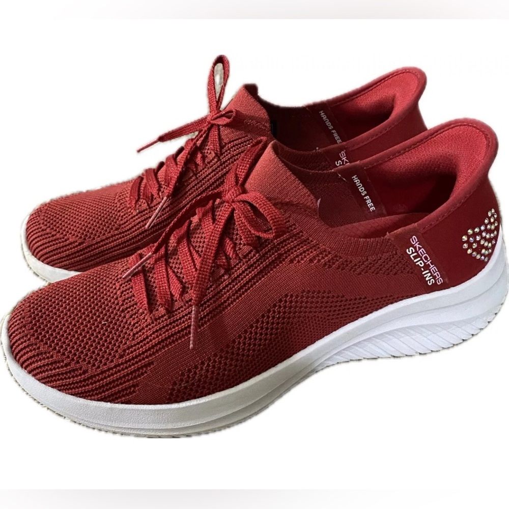 Skechers Women's Slip-ins, Ultra Flex 3.0 Shoes, HEART ME, Red, size 6.5 US